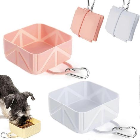 Gamelle pliable pour chien, lot de 2 gamelles d'eau pliables de 500 ml pour chats et chiens, gamelles de voyage portables pour le camping et la randonnée. (1/5)