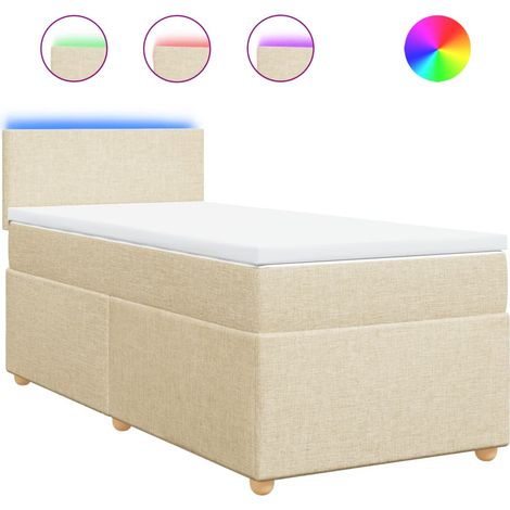 Maison Exclusive - Cama box spring con colchón tela color crema 1 (1/5)
