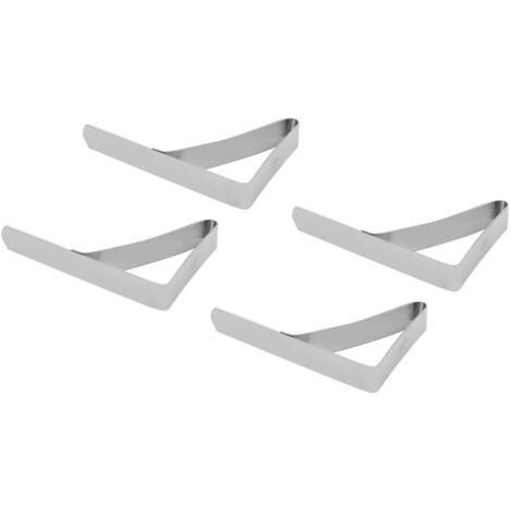 4 pinzas para mantel de 10,5 x 7 cm, grandes, de acero inoxidable, antideslizantes, para sujetar manteles, ideales para fiestas familiares y picnics. (1/4)