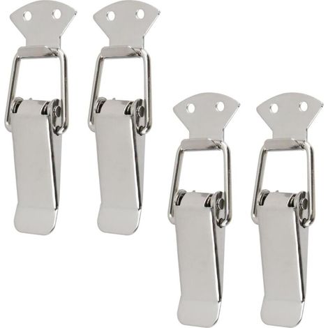 Loquet à ressort, sans mécanisme de verrouillage, argenté, entraxe de 47 mm, 4 loquets à bascule en acier inoxydable (1/5)