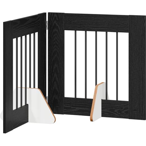 Puerta para perros plegable con soportes 2 uds. Roble Negro vidaXL (1/5)