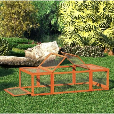 Recinto per piccoli animali in legno arancione con tetto apribile, 180 x 90 x 48 cm (1/5)