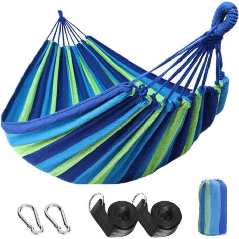 Outdoor-Camping-Hängematte für 2 Personen (280 x 150 cm), 2 hochwertige Karabiner, 2 Nylongurte, für Garten, Strand, Balkon (1/4)