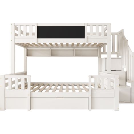 Letto a castello 3 posti in legno e MDF 90/140 x 200 cm bianco (1/5)