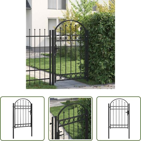 vidaXL Stahl Tor - Gartentor Assen mit Bogenabschluss Stahl 102 x 150 cm Schwarz (1/5)