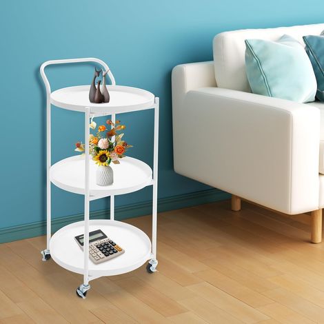 3 Tiers Metal Frame Serving Cart, Round Rolling Bar Cart, For Kitchens, Living Rooms, Bedrooms, Each Tier Load Capacity 20lbs, 46 40 78cm (1/5)