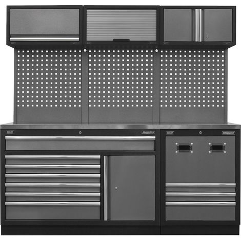 Sealey APMSSTACK14SS Superline PRO® Modular Storage System Combo with Stainless Steel Worktop