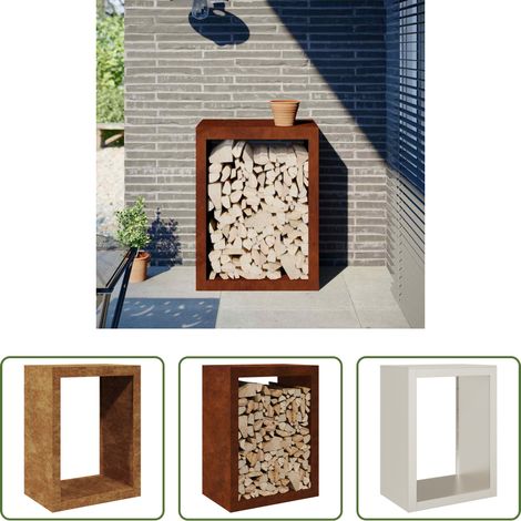 Support bûches - Étagère à bois 60x40x80 cm acier résistant aux intempéries (1/5)