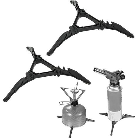 Soporte plegable para bidón de gasolina, 2 piezas, negro, soporte universal para bidón de gasolina para camping, senderismo, montañismo y viajes (1/5)