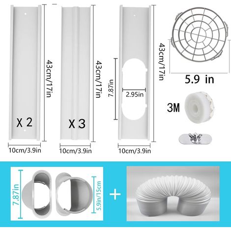 Panneau d'étanchéité pour fenêtre de climatisation portable, 6 pièces, largeur 10 cm, réglable et extensible, avec tuyau d'évacuation (1/5)
