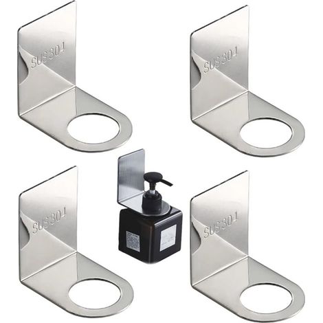 Porte Bouteille Gel Douche, 4Pcs Support Mural à Pompe, Porte Distributeur Savon Mural pour Les Accessoires de Distributeur de Savon de Cuisine de Salle de Bains D'hôtel (1/5)