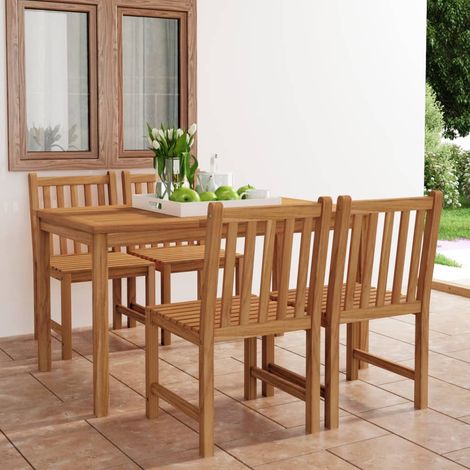 Ensemble de salle à manger de jardin 5 pcs Ensemble table et chaises Bois de teck solide 39836 (1/5)