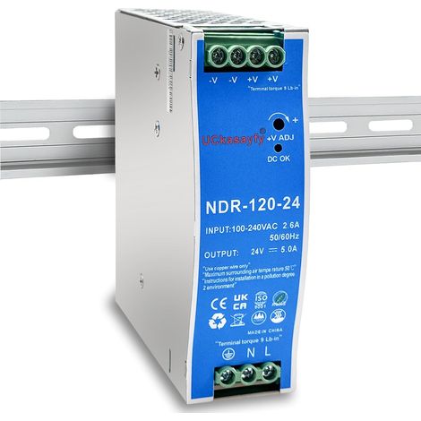 NDR-120-24 Alimentation sur rail DIN 24 V 5 A 120 W Sortie unique, entrée 100-240 V AC 50/60 Hz, convertisseur de commutation AC/DC industriel (1/5)