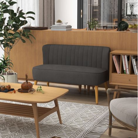 CHICFURN Divano 2 posti 117 x 56,5 x 77 cm in poliestere grigio scuro, compatto (1/5)