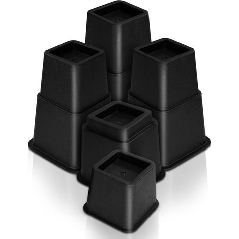 8 Pcs Pied Rehausseurs Meubles Réglables (4 Hauts, 4 Courts) - Rehausseurs Peu Encombrants pour Lit, Table et Canapé (8 à 20 cm)(Noir) (1/5)