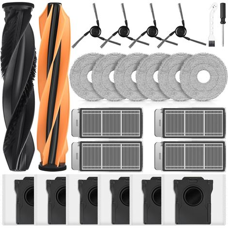 24 Stück Zubehör für Dreame X50 Ultra Complete / L50 Pro Ultra / X50 Master / L40s Pro Ultra / Matrix10 Ultra Saugroboter, 6 Staubbeutel 6 Wischtücher 4 Filter 4 Seitenbürste 2 Hauptbürste (1/5)