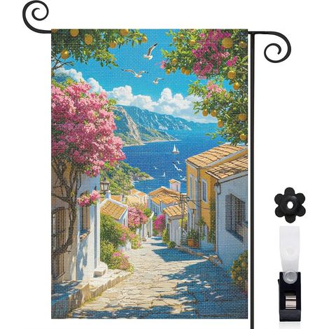 Drapeau de jardin décoration maison toile lavable double face 30 x 45 cm pour cour maison terrasse (1/5)