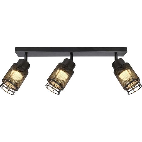 Plafoniera a LED, lampada da soffitto, lampada da soggiorno a 3 luci, metallo nero, L 68,5 cm (1/5)