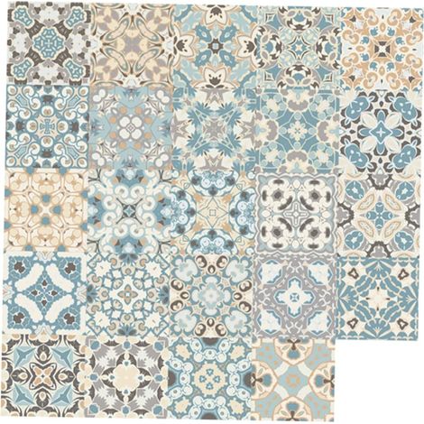 24 Carreaux Autocollants Pour Carrelage Mural Auto-adhésifs, Résistants à L'usure, Faciles à Nettoyer, Décoratifs Style Mosaïque Marocaine, Pour Chambre Et Salon (1/5)