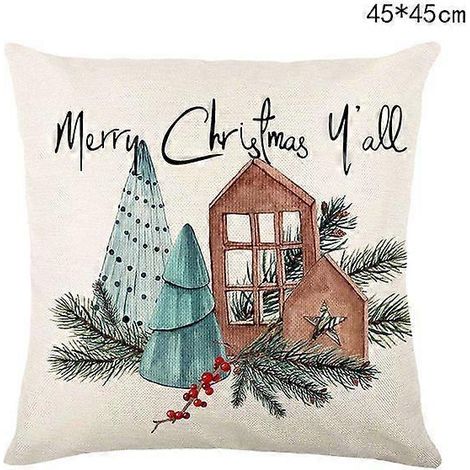 Housse de coussin de Noël 45 cm, Père Noël, bonhomme de neige, sapin de Noël, décoration de Noël pour la maison (1/5)