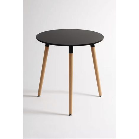ORION91oficial® - Mesa Redonda, Doble Tablero (Ø80 x76cm) Negro 3 Patas Redonda Madera de Haya, Estilo Nórdico, Bar,Restaurante,Hostelería,Comedor,Salón,Cocina,Teletrabajo,Oficina,Terraza - spaziOri