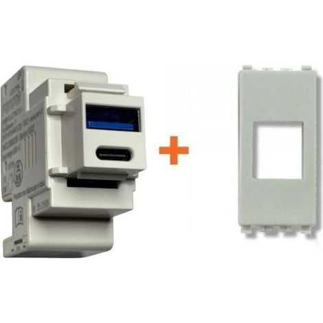 Perry presa USB A + C 3A compatibile Vimar Arke bianca - 1MCUSB002B