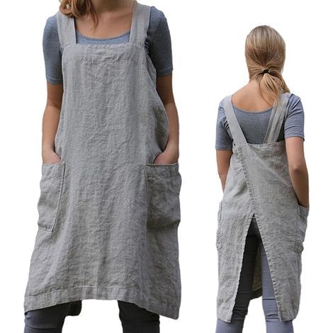 Pinafore Tablier pour femme avec poches pour le travail, le jardinage, la cuisine, la peinture, la pâtisserie (1/5)