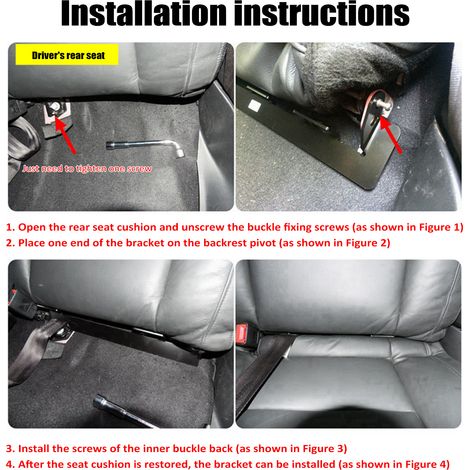 Support de montage de siège de voiture, Kit d'ancrage de loquet de voiture pour remplacement de connecteur de ceinture ISOFIX Peugeot 307.