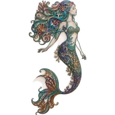 Nouvelle décoration intérieure en métal en forme de sirène - 30 x 30 cm