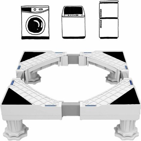 Washing Machine Stand, Washer Dryer Refrigerator Pedestal, Adjustable Length 41cm-64cm Height 9-12cm Support Load 300kg Anti Vibration Anti Noise (1/5)