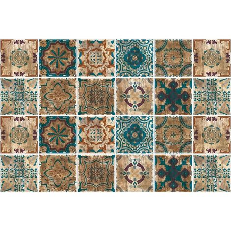 Carrelage Adhésif 20x20 Style Industriel Credence Adhesive pour Cuisine Brique,24 Pcs Stickers Muraux Salle de Bains Cuisine Carrelage Adhesif Mural avec Motifs de Carrelage Dalle Pvc Adhesive Murale (1/5)