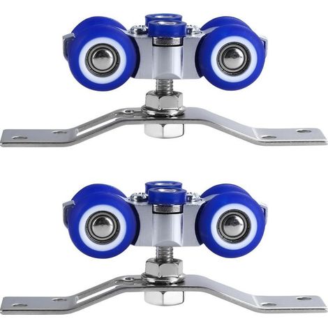 Lot de 2 Bleu ferrures de porte coulissante en acier inoxydable Rotation à 360 degrés Pour portes et fenêtres Pour porte coulissante simple (1/5)