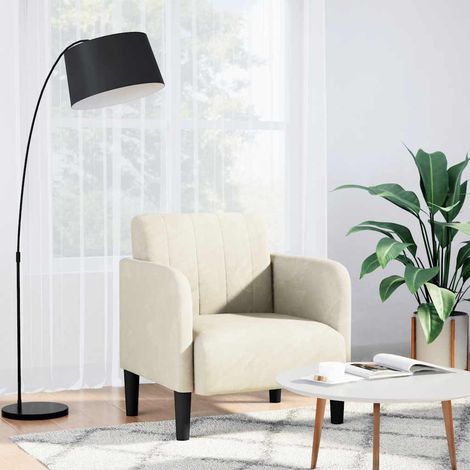 Sillón con reposabrazos en terciopelo color crema 54 cm vidaXL (1/5)