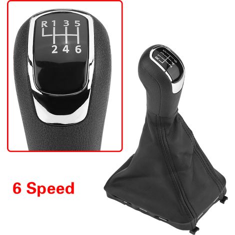Pomello del cambio a 6 marce con cuffia per Skoda Superb - Nero e pelle PU (1/5)
