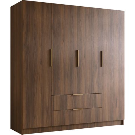 Armoire Closico Cadron I, Noyer, 216x200x60cm, Portes d'armoire: Avec des charnières, Nombre d'étagères: 0