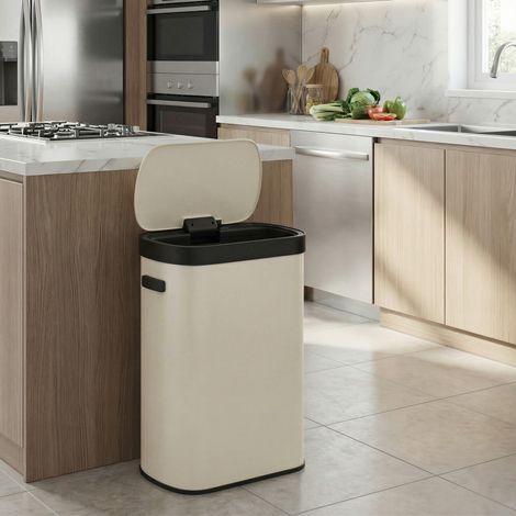 Songmics – Poubelle automatique 50 L – Couvercle à ouverture sans contact – Acier résistant à la rouille – Fermeture douce et silencieuse – Dimensions 42,5 x 27,1 x 58,7 cm