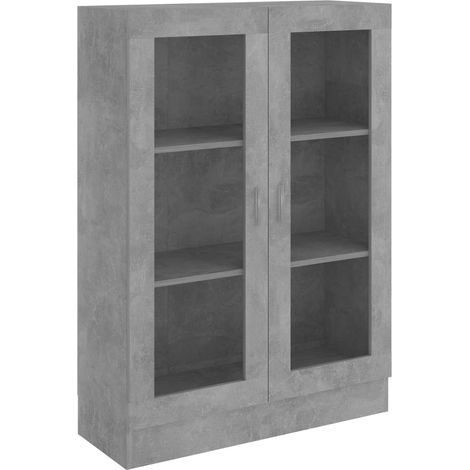 Armoire à vitrine,Meuble de Rangement Gris béton 82,5x30,5x115 cm Aggloméré -14878 (1/5)