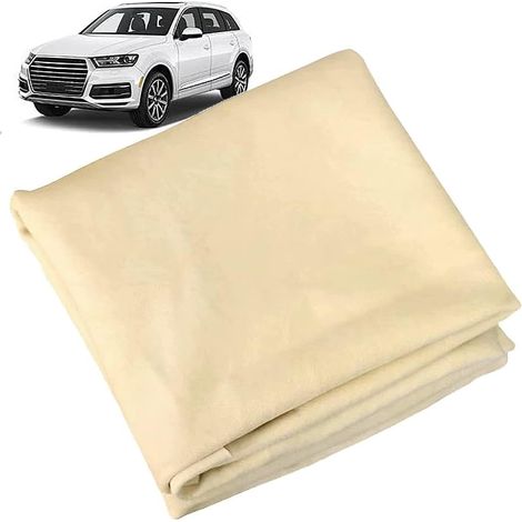 Chiffon de nettoyage en peau de cerf naturelle (40 x 60 cm), super doux, 1 pièce, chiffon de nettoyage de voiture, séchage rapide et super absorbant. (1/5)