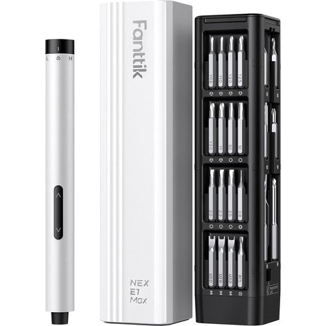 mini tournevis électrique, set de tournevis de précision avec 50 embouts magnétiques, 2 vitesses de couple, convient pour téléphone portable/caméra/ordinateur portable/montre (Blanc) (1/5)