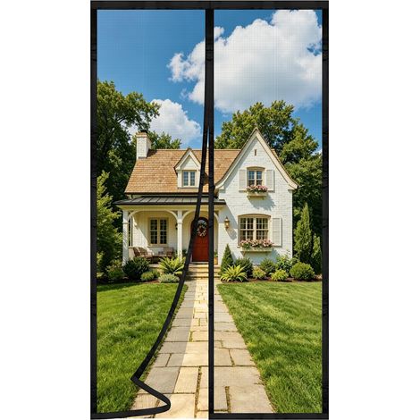 Moustiquaire Porte Fenetre 80x210cm, Rideau Anti Mouche Magnétique, Moustiquaire Pour Porte à Maille Très Dense, Fermeture Automatique, pour de Balcon, Chambre, Noir