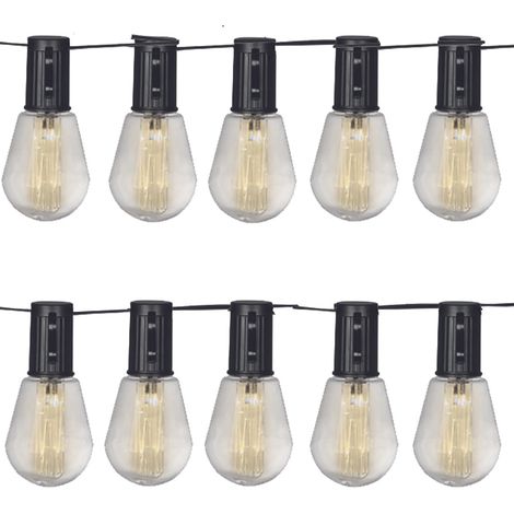 Guirlande solaire 10 globes LED noire blanc chaud 5lm ALICANTE LUXFORM