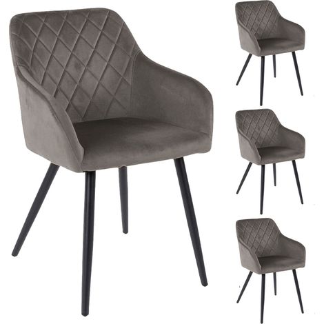 Lot de 4 chaises 59x56x82 cm en velours gris - VELVET
