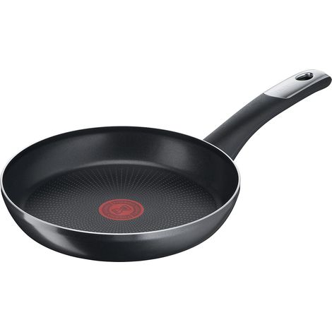 Tefal C38806 Hard Titanium Essential - Padella da 28 cm, rivestimento antiaderente con particelle di titanio, indicatore di temperatura termico, lavabile in lavastoviglie, Made in France, nero (1/4)