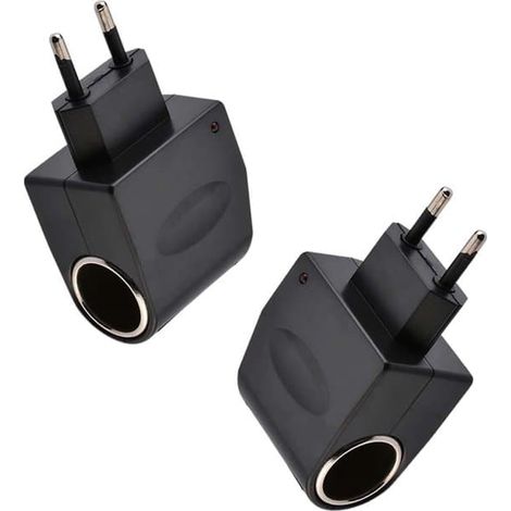 Lot de 2 adaptateurs allume-cigare 230 V vers 12 V - Convertisseur CA/CC avec prise européenne pour voiture et usage domestique (1/5)