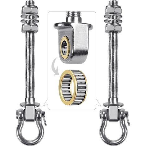 2 Stück 22,5 cm Hängematten-Schaukel-Aufhänger-Schrauben-Set, Schwenklager für Innen-/Außenstühle, Yoga-Seil, Boxsack, Sandsack, 1500 lbs (1/5)