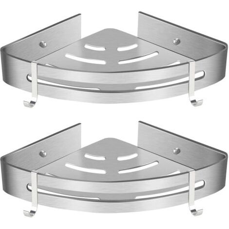 Support de douche d'angle, étagère de salle de bain sans perçage  ,  en aluminium support  de rangement (lumineux, double couche)