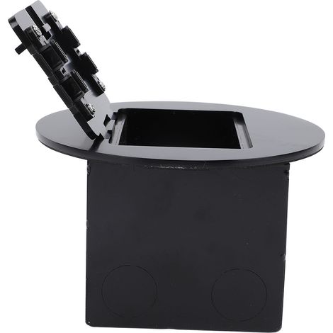 Boîte de sol encastrable étanche en acier inoxydable, kit prise plate 20A, 3 trous + 2 USB, ronde, noire (1/5)