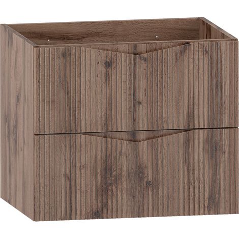 Meuble de salle de bain sous vasque suspendu CLEO chêne 60 cm façades rainurées (1/5)