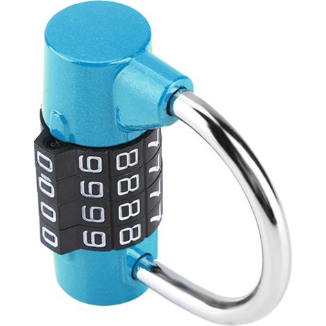 Cadenas à combinaison à 4 chiffres pour voyage, valise, casier de salle de sport, sécurité, bleu