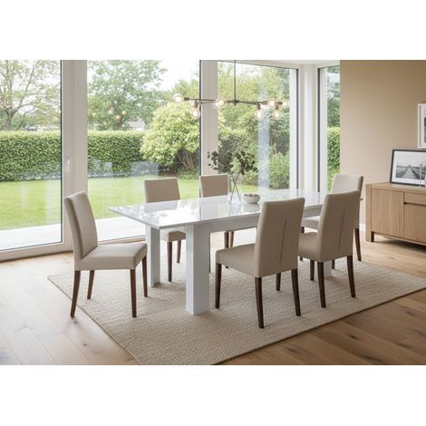 Tavolo Allungabile - 10 Posti Allungabile, Bianco Lucido, -, 190x90x75h cm Ibarra